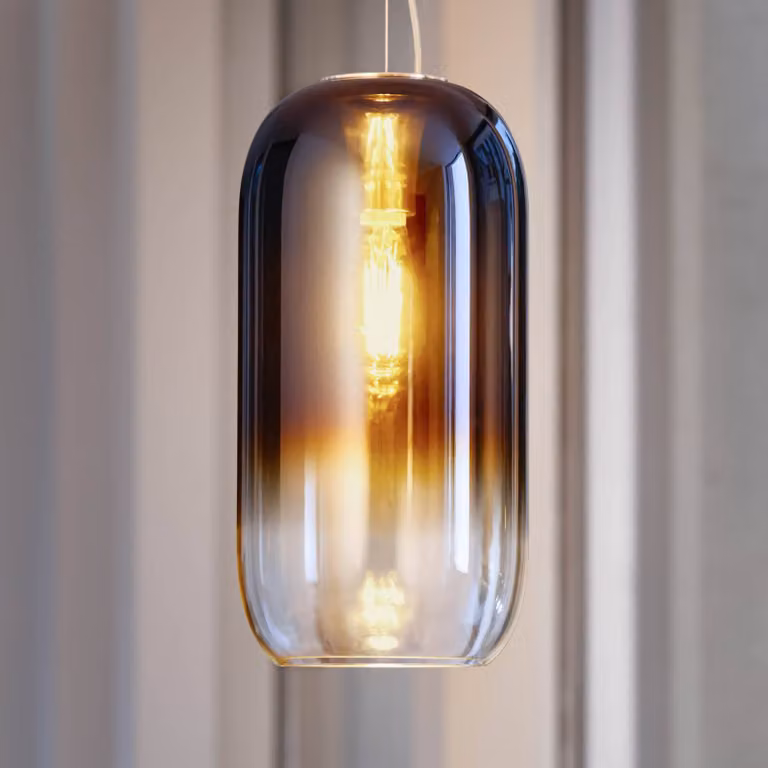 Artemide Lampada a sospensione Gople Mini, dimmerabile, Blu, Soggiorno / Sala da pranzo, Vetro, Design, Lampada a sospensione