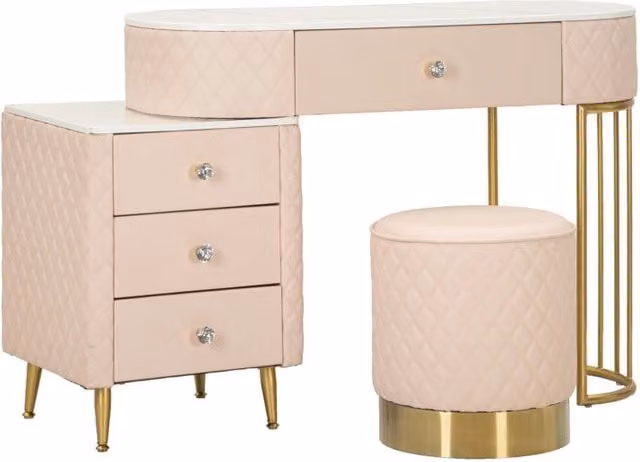 Toeletta Sharon Rosa con Puff Mauro Ferretti, L/P/H: 120 x 40 x 75 cm (Puff ø36 x 39 cm)