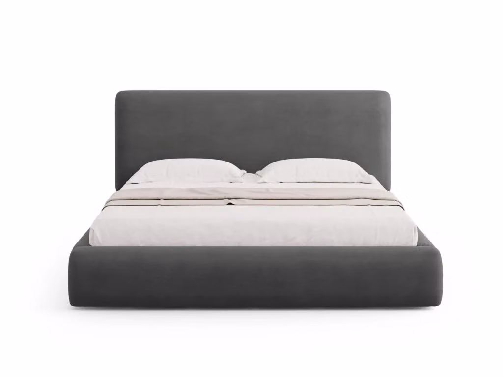 Letto con cassettone e testiera Colonel Cosmopolitan Design in ciniglia grigio scuro L/P/H: 200 x 140 x 100 cm – 2