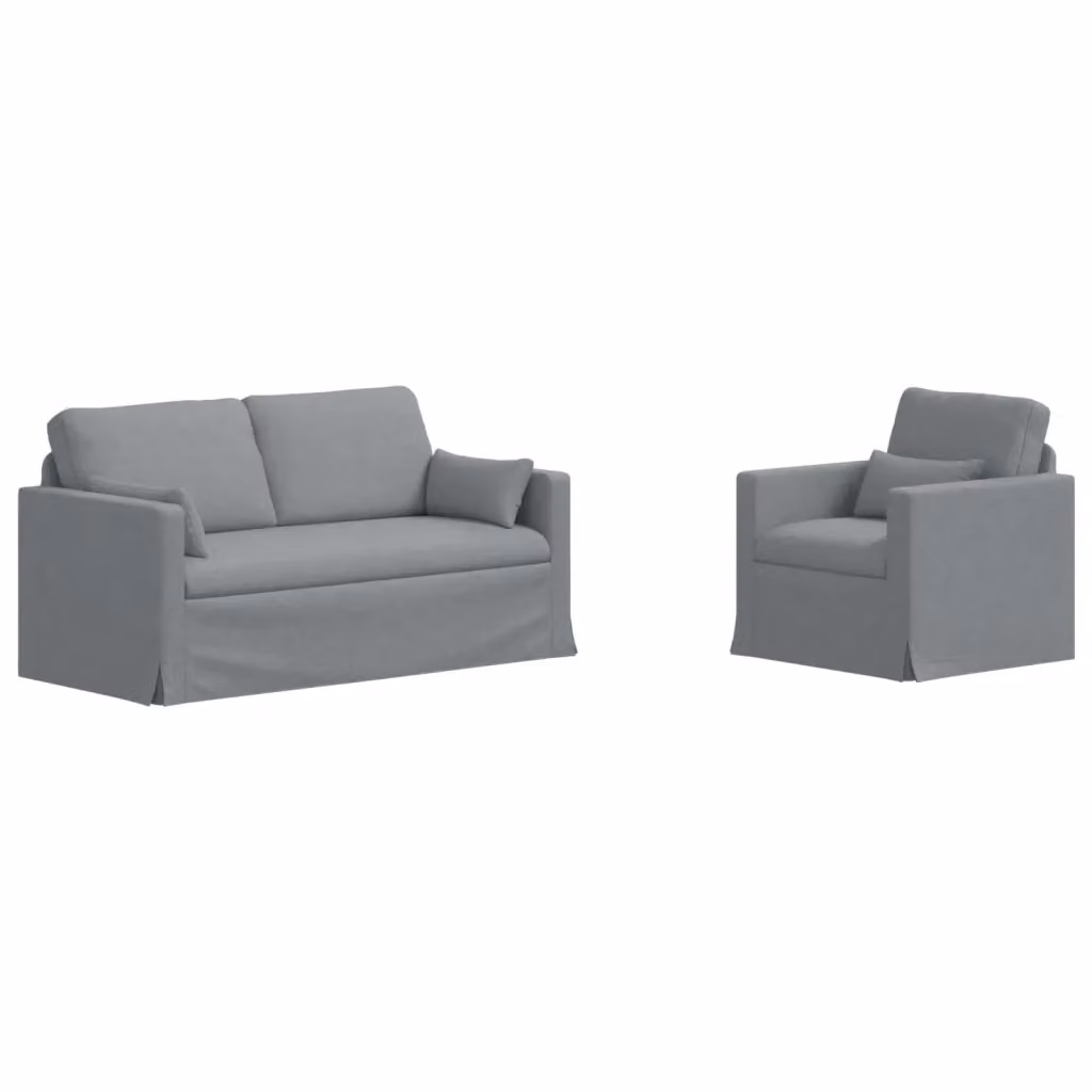 Set di 2 divani moderni vidaXL in tessuto grigio con struttura in metallo L: 158 cm, P: 78 cm, H: 80 cm – 2