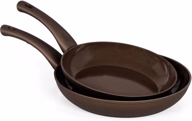 Set di 4 padelle Casa Collection Wood in alluminio forgiato con rivestimento ceramico marrone per induzione, diametri 24 cm e 28 cm