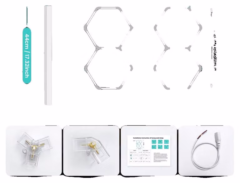 Lampada a soffitto per garage, montaggio modulare fai-da-te, tecnologia anti-sfarfallio, 5 moduli esagonali