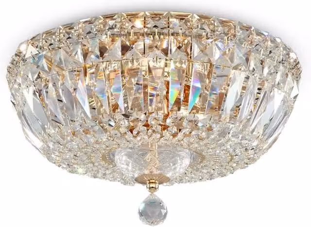 Plafoniera Contemporanea Basfor Metallo Oro 3 Luci Diffusori Tessile