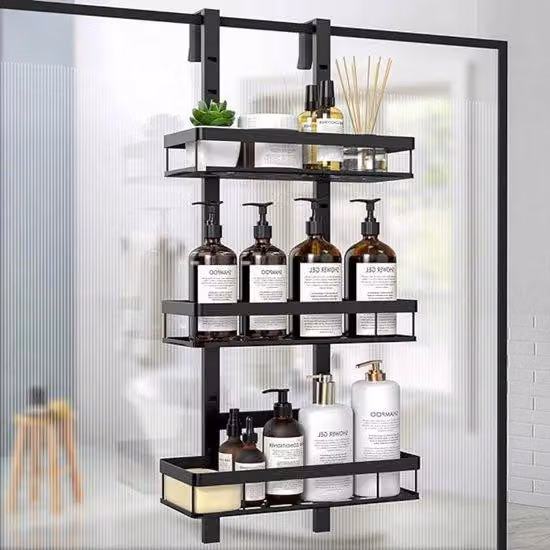 Portasciugamani da bagno con supporto per doccia - Scaffale per doccia - Mensole da parete - Portaoggetti per doccia - Porta shampoo - Pannello doccia con ripiani - Portaoggetti per doccia in plastica