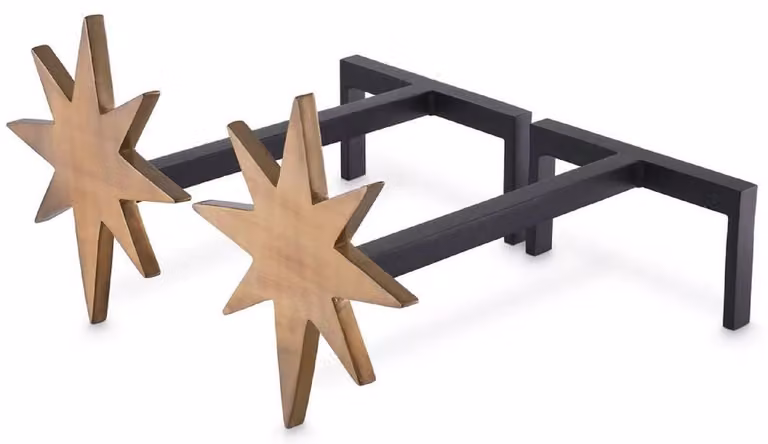 Casa Padrino set di cavalletti per caminetto colori ottone vintage / nero 41,5 x 24 x h. 27 cm - Accessori per caminetti - Collezione lusso