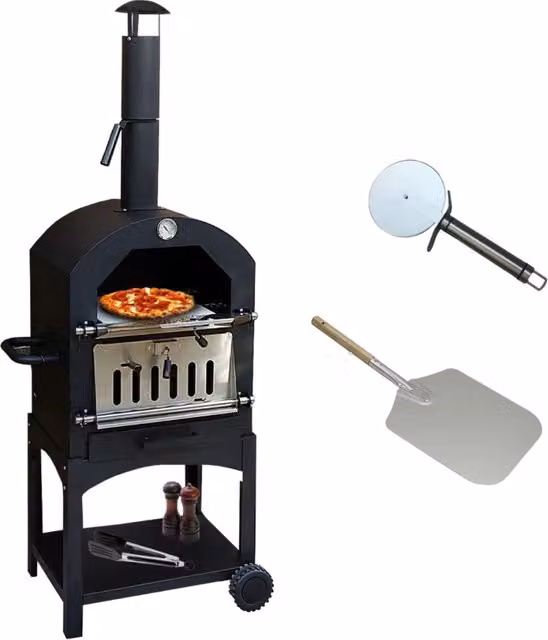 Forno Multifunzione per Pizza, Carne e Pesce in Acciaio Con Pala Pizza e Cutter