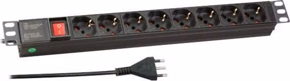 EFB 19" 1HE Steckdosenleiste 8 x IT mit Schalter Alu/sw