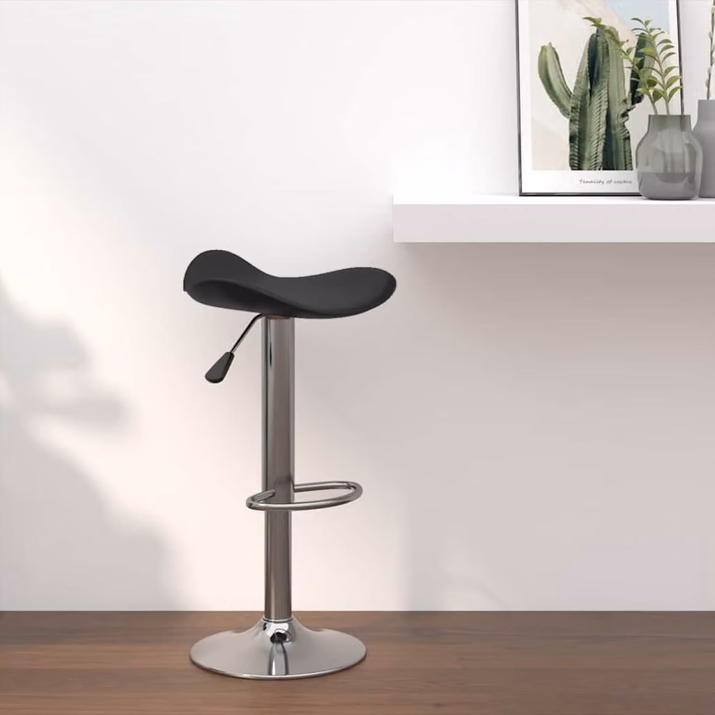 Sgabello da Bar vidaXL Nero in Pelle Sintetica e Acciaio con Struttura in Metallo e Plastica L/P/H: 44 x 44 x 81 cm