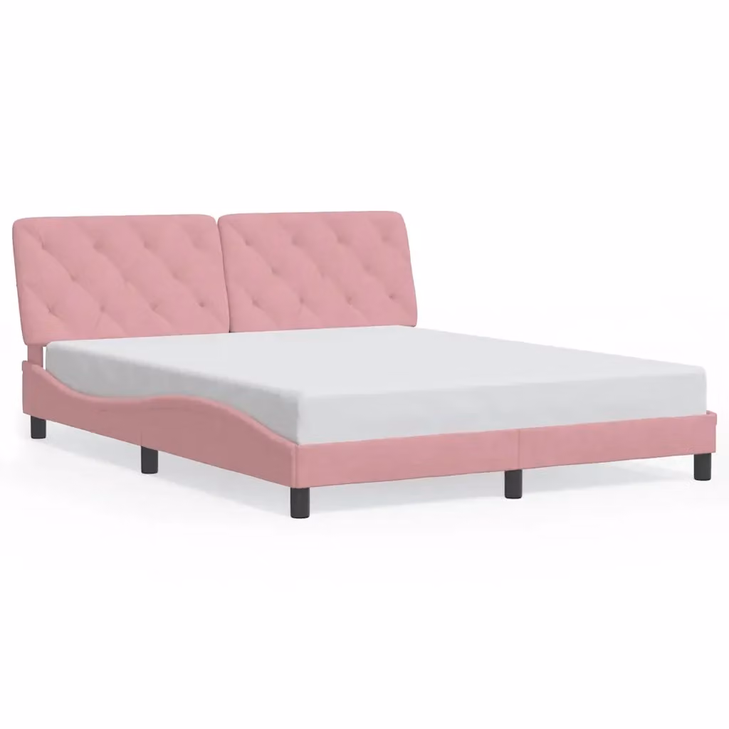 vidaXL Giroletto senza Materasso in Velluto Rosa L/P/H: 200 x 160 x 74,5 cm – 2