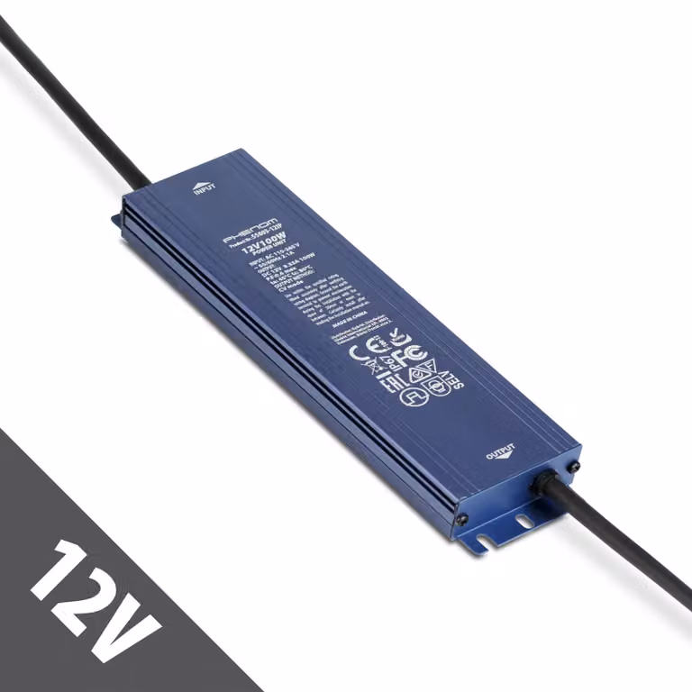 Alimentatore LED 12 V 100 W IP67 impermeabile - Trasformatore 12 V CC 8,3 A - Driver LED per esterni - Adatto per strisce LED, telecamere e illuminazione da giardino [55003-12IP]