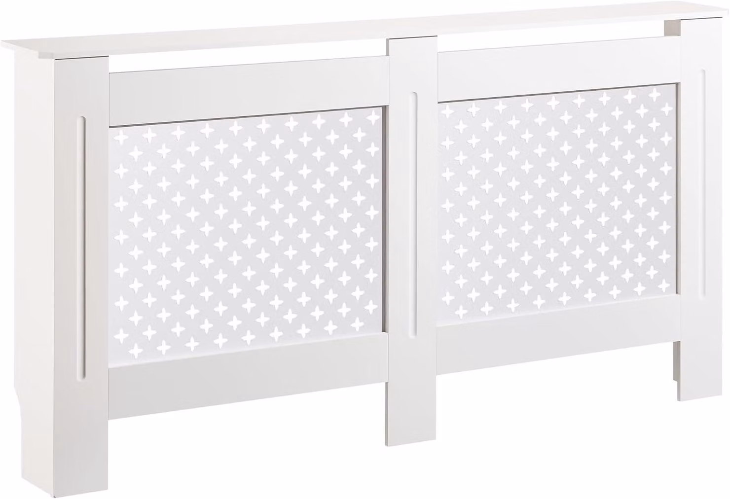 Copertura per radiatore in MDF bianco, dimensioni 152 x 19 x 82 cm, per termosifoni