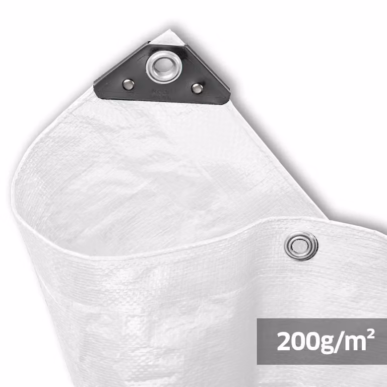 Omgoods - Telo coprioggetto multifunzionale, 200 g/m² - 3 x 6 m, bianco, resistente ai raggi UV