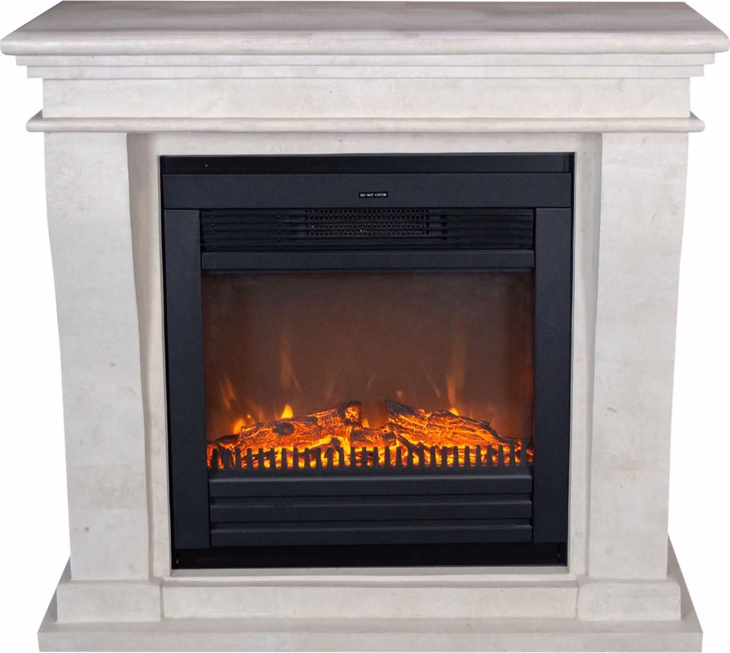 Caminetto elettrico Xaralyn - Kreta-Mini ELU-SWU - pietra naturale bianca - riscaldamento 1400 Watt - con telecomando - caminetto da incasso incluso - caminetto decorativo