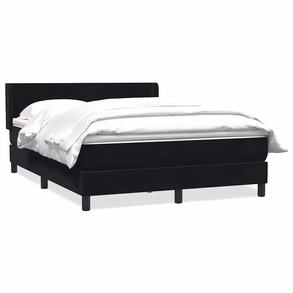 Letto Ibrido con Giroletto a Molle e Materasso vidaXL in Velluto Nero e Bianco L/P/H: 163 x 213 x 88 cm – 2