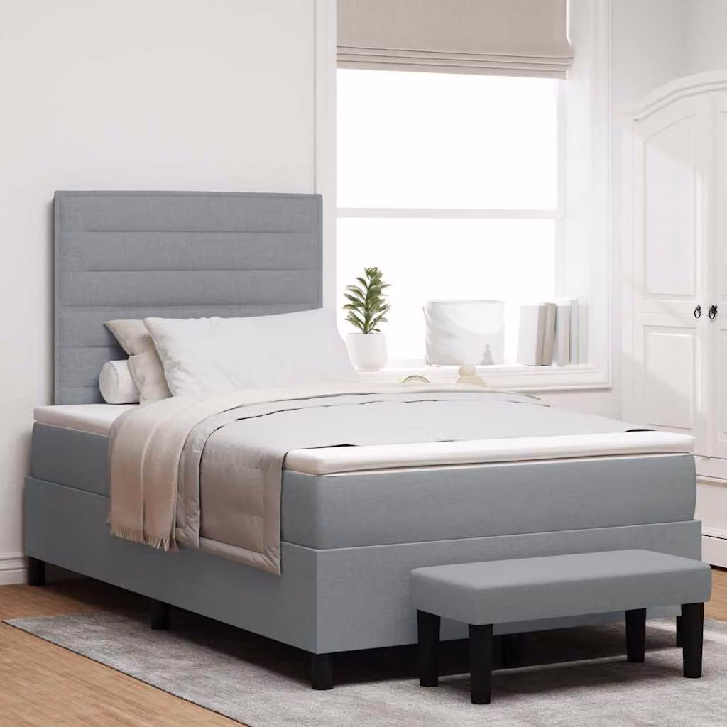 Maison Exclusive - Letto boxspring con testiera grigio chiaro 120 x 190 cm in tessuto