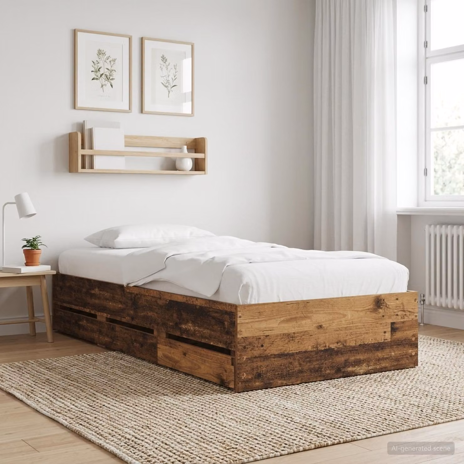 vidaXL Letto con contenitore in legno ingegnerizzato marrone antico con cassetti per camera da letto