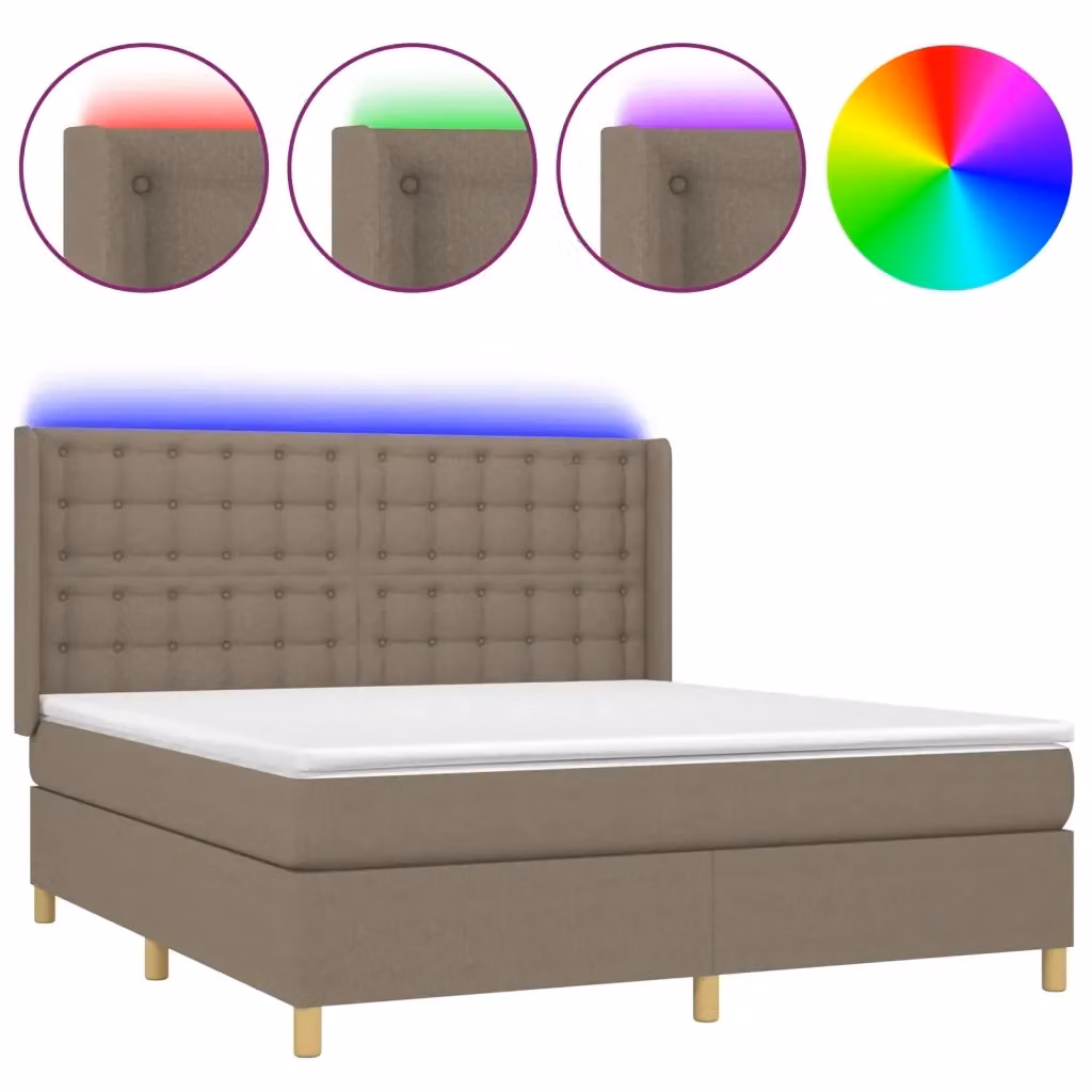 Letto Ibrido con Materasso e Illuminazione LED vidaXL in Tessuto, L/P/H: 160 x 200 x 128 cm – 2