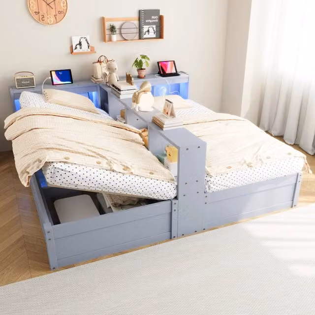letto multifunzione mdf grigio 90 x 200 cm