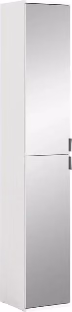 Armadio da ripostiglio BODITE – 2 porte con specchi – Bianco laccato – Eleganza e funzionalità