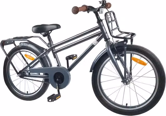 Bicicletta per bambini da 18 pollici grigia con componenti in metallo e gomma – 1