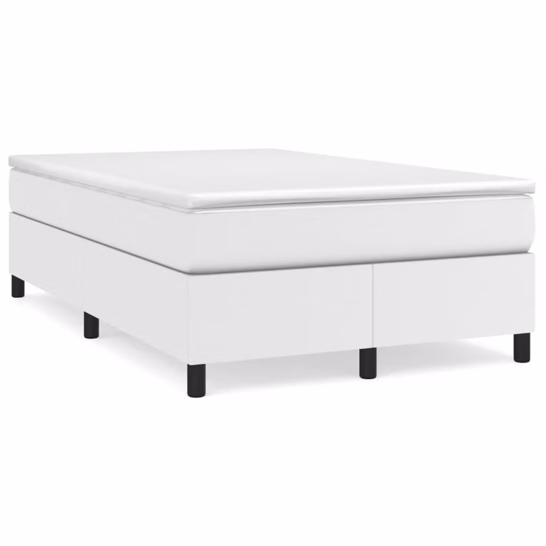 vidaXL Giroletto a Molle con Materasso Ibrido in Similpelle Bianco L/P/H: 120 x 200 x 33,5 cm