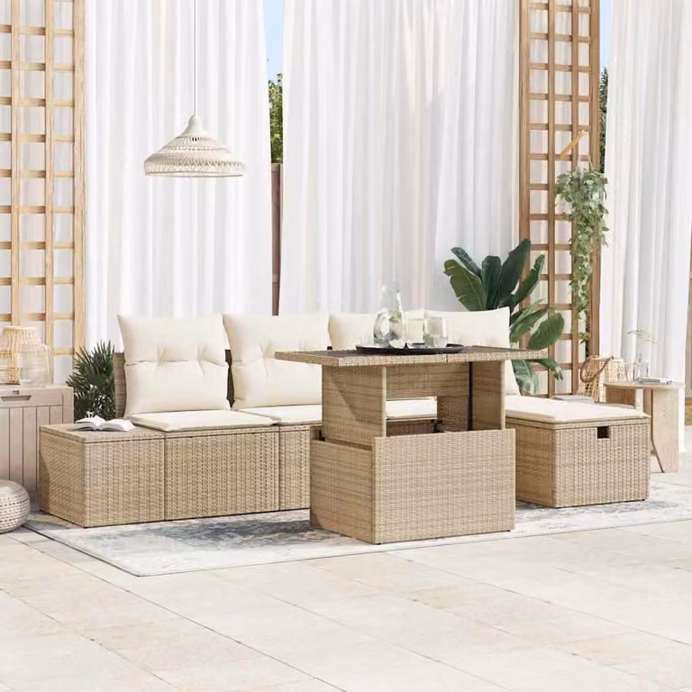 Maison Exclusive - Set da giardino con divano, 6 pezzi, in rattan sintetico