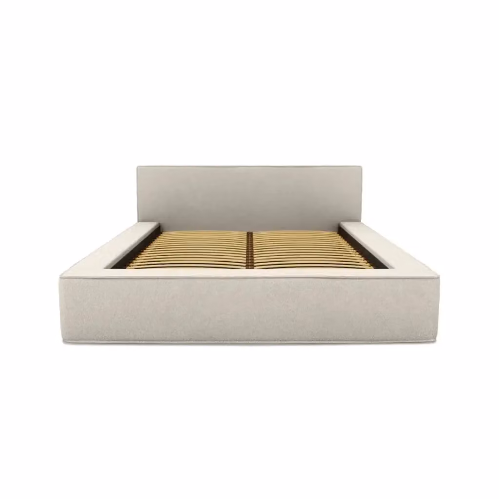 Letto contenitore VELORA Meublorama color sabbia in tessuto bouclé con rete sollevabile L/P/H: 160 x 200 x 86 cm – 2