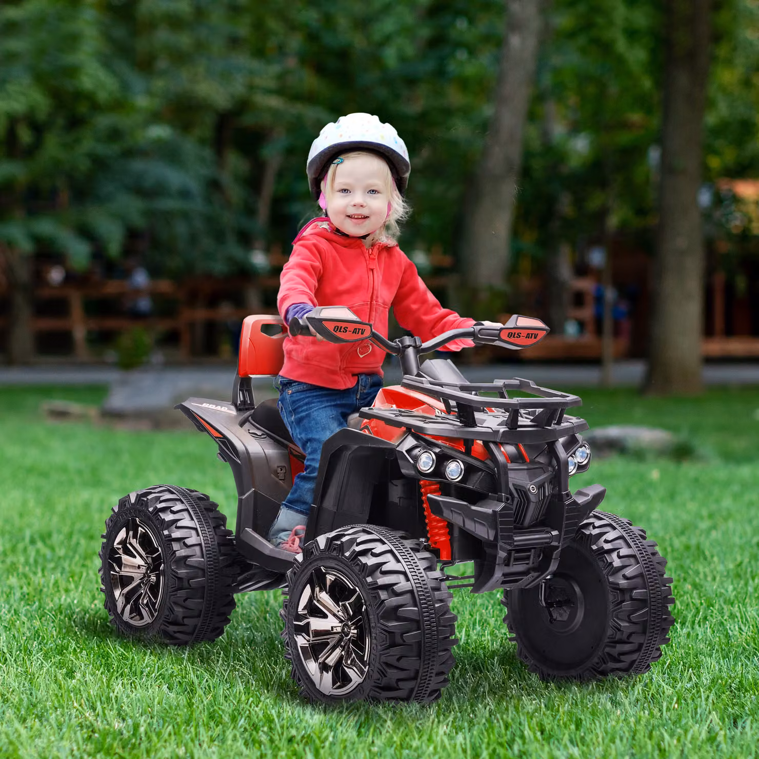 Quad Elettrica per Bambini HOMCOM 12V con Fari e Pedale, Batteria Ricaricabile, Rosso, L 100 x P 65 x H 73 cm – 2