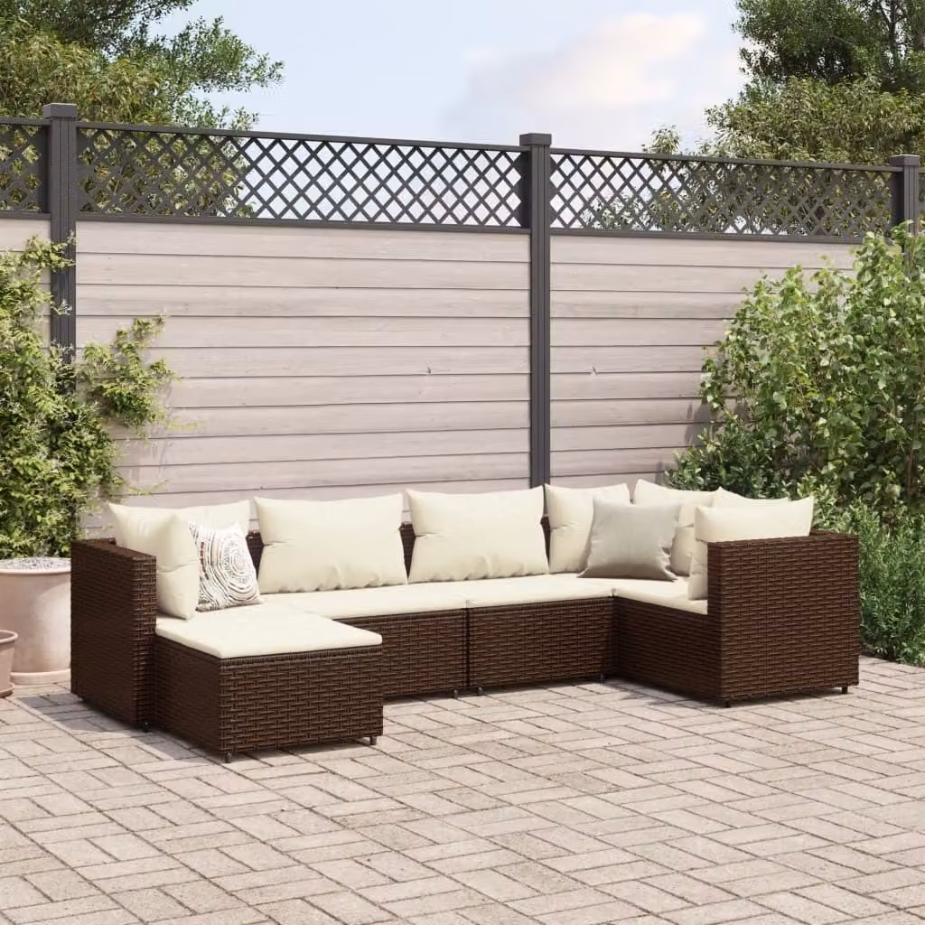 Maison Exclusive - Set da giardino 6 pezzi con cuscini Marrone Poly Rattan