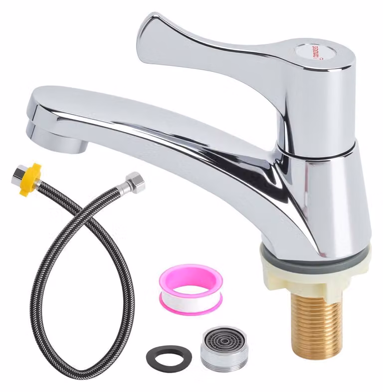 Rubinetto per acqua fredda, cucina, monocomando, 60 cm, con tubo e bocchetta filtrante
