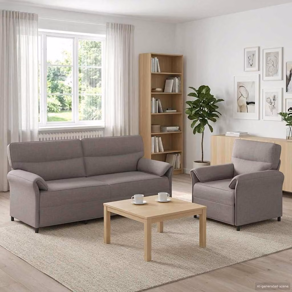 Set di 2 divani moderni vidaXL in tessuto beige con struttura in metallo per il tuo soggiorno