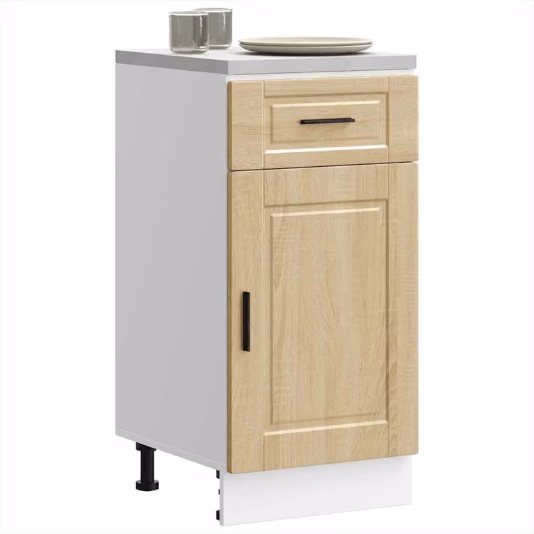 Base da cucina moderna vidaXL Porto Rovere Sonoma e Bianco in legno multistrato e MDF con ante a battente L/P/H: 81,5 x 46 x 40 cm