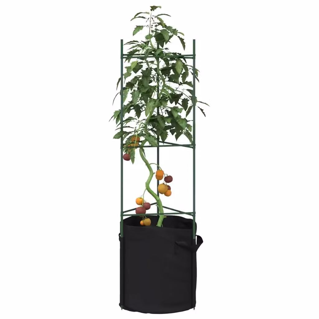 Set di 6 sostegni per pomodori con sacchetti per piante DESIGN IN in acciaio e plastica, colore verde e nero, Altezza: 116 cm – 2
