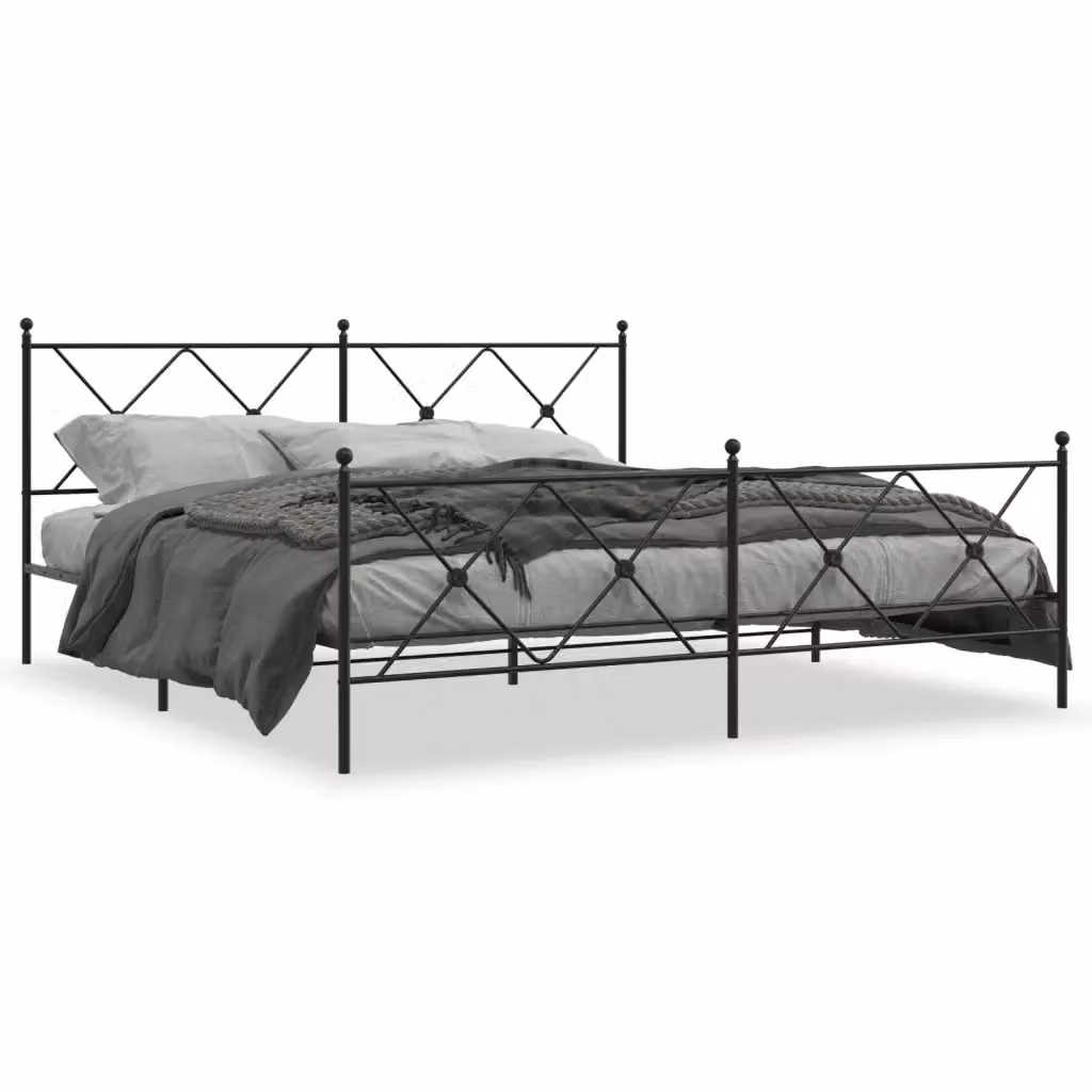 Giroletto con testiera e pediera in metallo nero vidaXL L: 187 cm, P: 219 cm, H: 90,5 cm – 2
