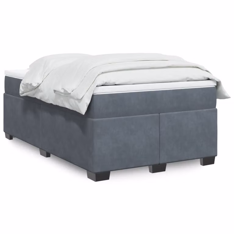 Giroletto a molle con materasso ibrido vidaXL in velluto grigio e bianco L/P: 120 x 200 cm