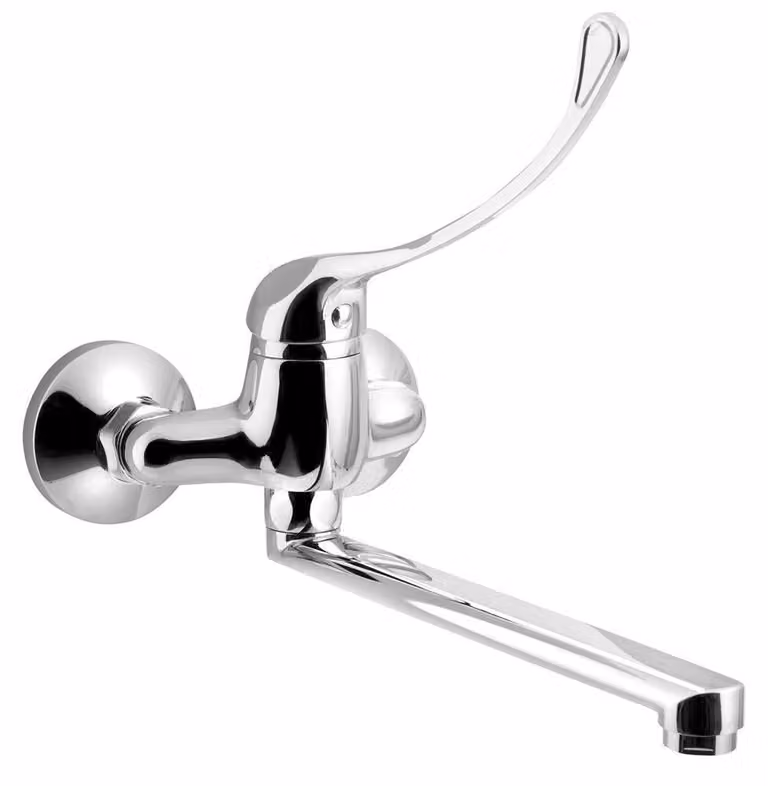 AQUALINE 35 rubinetto a parete con distanza 100 mm, leva medica, 220 mm, cromo