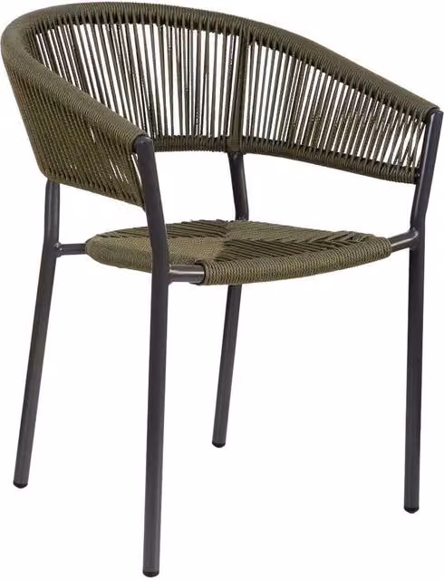 Sedia in rattan sintetico verde WANDERLUST DECO con braccioli L: 56 cm, P: 61 cm, H: 78 cm