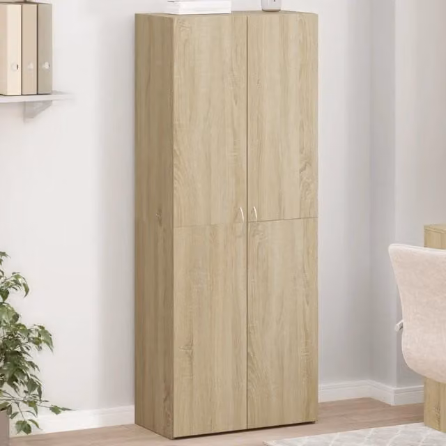 Schedario moderno vidaXL in MDF color rovere e beige L: 60 cm, P: 32 cm, H: 153 cm