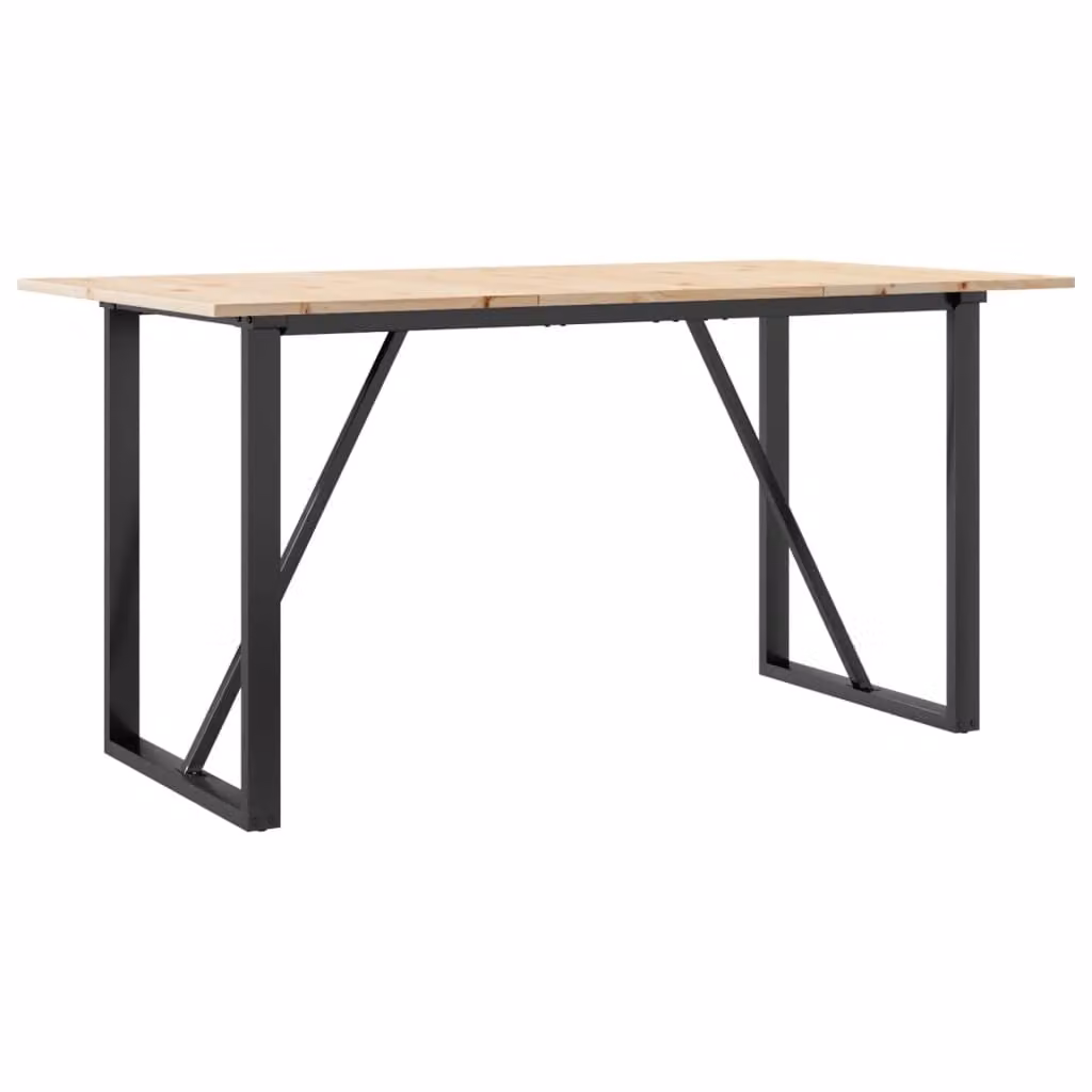 Tavolo da Pranzo Telaio a O 160x80x75 cm Legno Pino e Acciaio