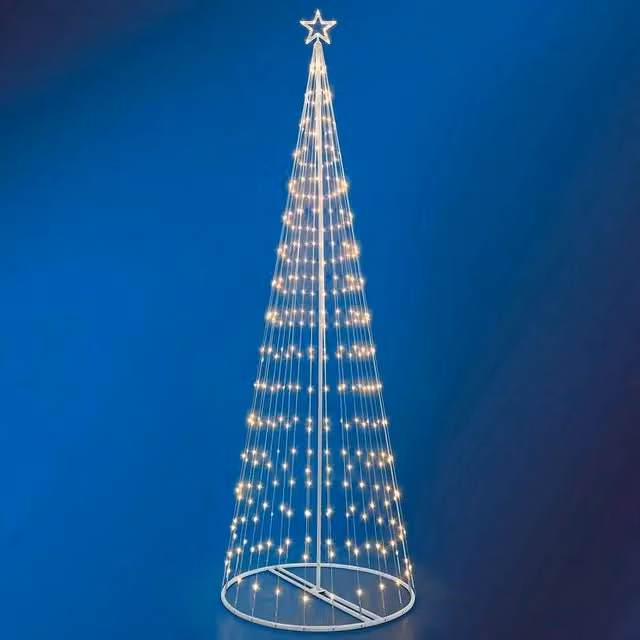 Albero di Natale Luminoso Trade Shop Traesio con 394 LED Bianco Caldo, Altezza: 300 cm, Decorazione per Esterno