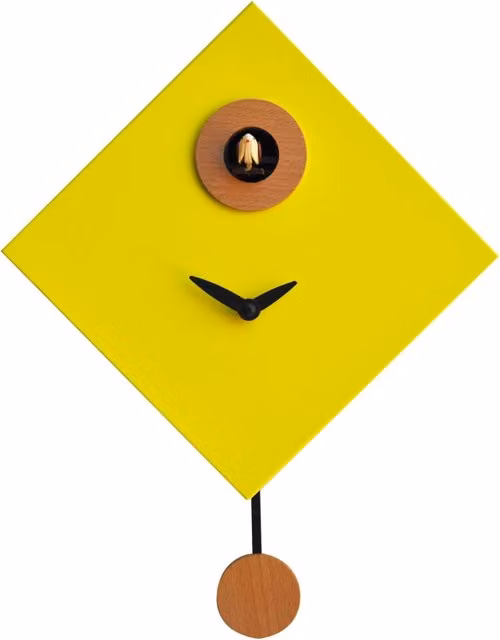 Orologio a Cucù da Parete 25x25x11cm Pirondini Italia Rombino Giallo
