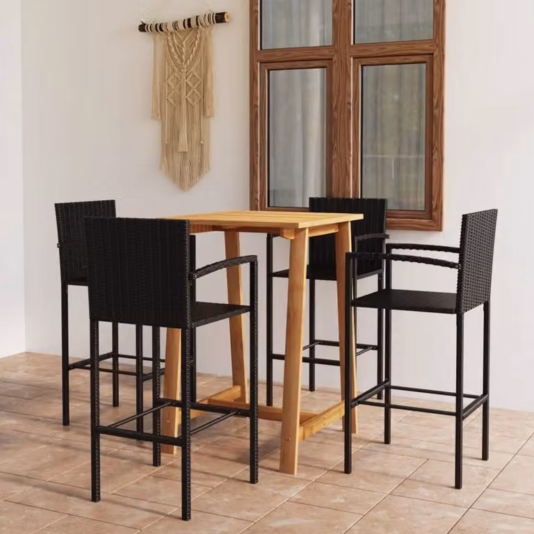 Maison Exclusive - Set da bar da giardino, 5 pezzi, nero