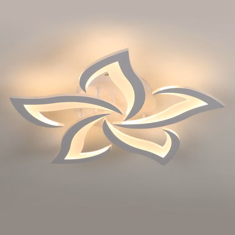 Lampada a soffitto LED per soggiorno, 58 cm, 60W, 6750 lumen. Lampada a soffitto LED dal design moderno a forma di petalo, ideale per soggiorno, cucina, camera da letto e sala da pranzo. Luce bianco caldo da 3000K. Colore: bianco
