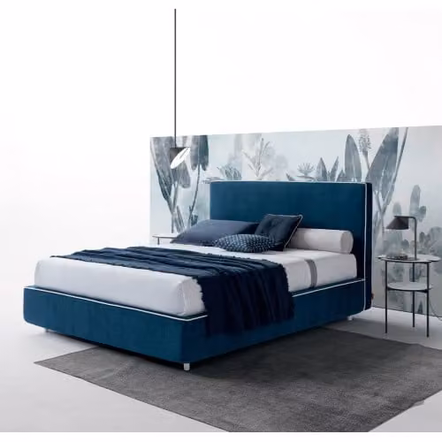Letto matrimoniale imbottito con contenitore Nefi Italia Avorio