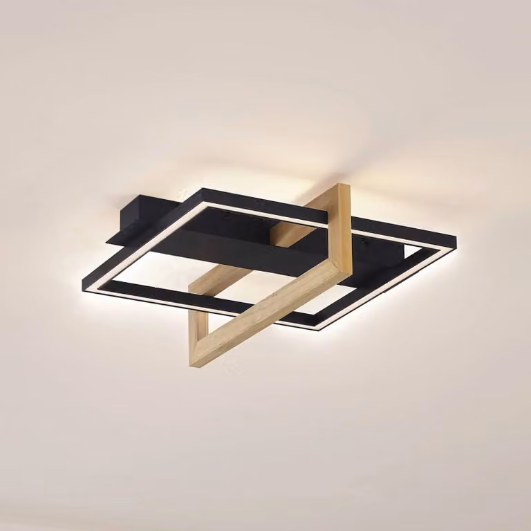 Plafoniera a LED Holamu Lindby, Nero, Soggiorno / Sala da pranzo, Alluminio, Moderno, Plafoniera LED