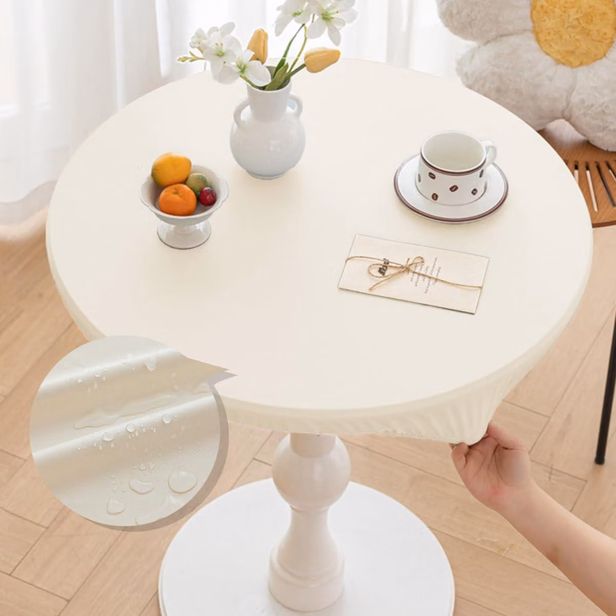 Tovaglia rotonda, in ecopelle impermeabile, diametro 110 cm, ideale per cucina e giardino