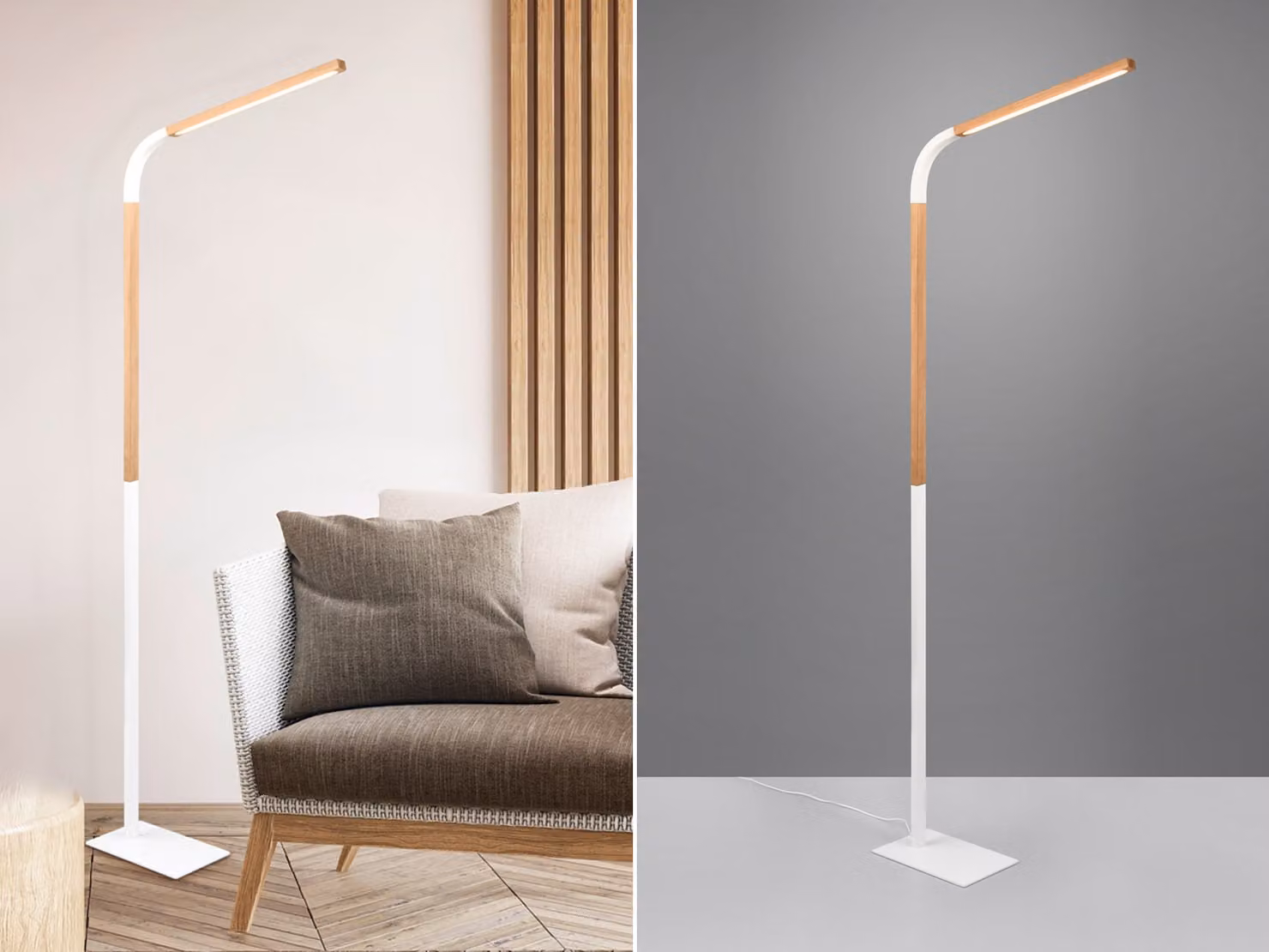 Lampada da terra a LED con braccio flessibile bianco, 169 cm