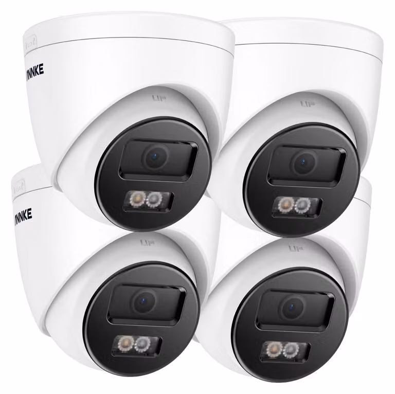 Telecamera di sicurezza, risoluzione 8MP, visione notturna a colori, confezione da 4 telecamere