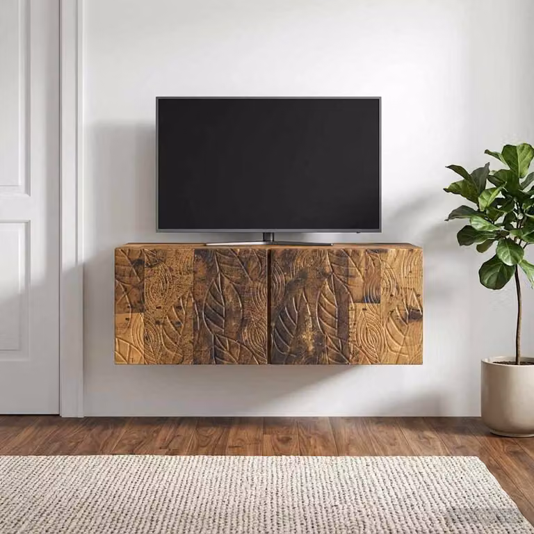 vidaXL Mobile Porta TV da Muro in Legno Antico Marrone L 98 cm x P 31 cm