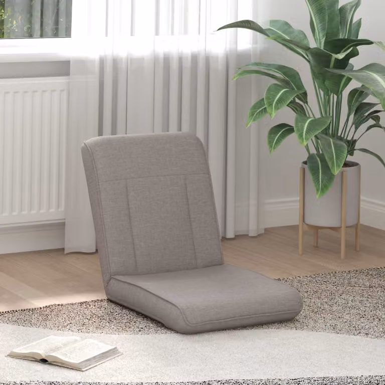 Sedia a pavimento regolabile vidaXL in tessuto beige e grigio per soggiorno o camera da letto